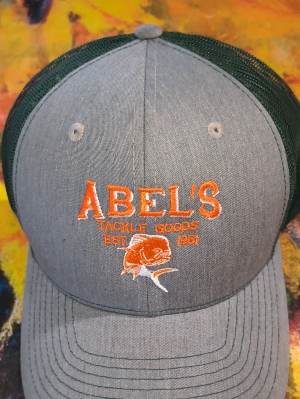 Abel's Tackle Goods Embroidered Logo Trucker Mesh Hat Cap Osfm View 2